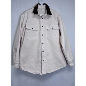 J Galt Jacket Mens Small‎ Cream Denim Sherpa Lined Jacket